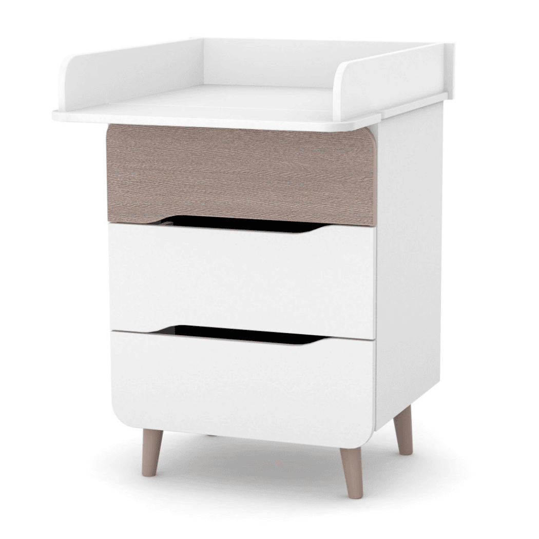 Dětská komoda Belitto Gekko Kids, 60x49x80cm, Bílá / Cappuccino